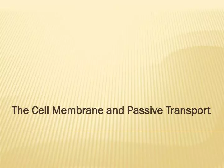 the cell membrane and passive transport