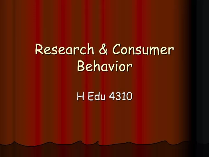 research consumer behavior