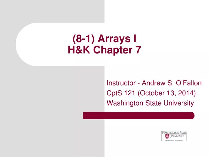 8 1 arrays i h k chapter 7