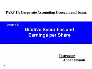 Dilutive Securities and Earnings per Share