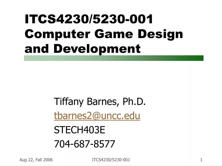itcs4230 5230 001 computer game design and development