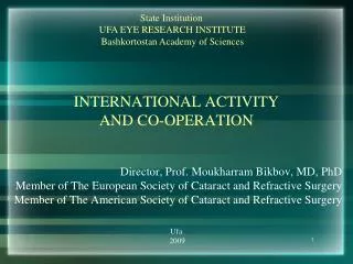 INTERNATIONAL ACTIVITY AND CO-OPERATION