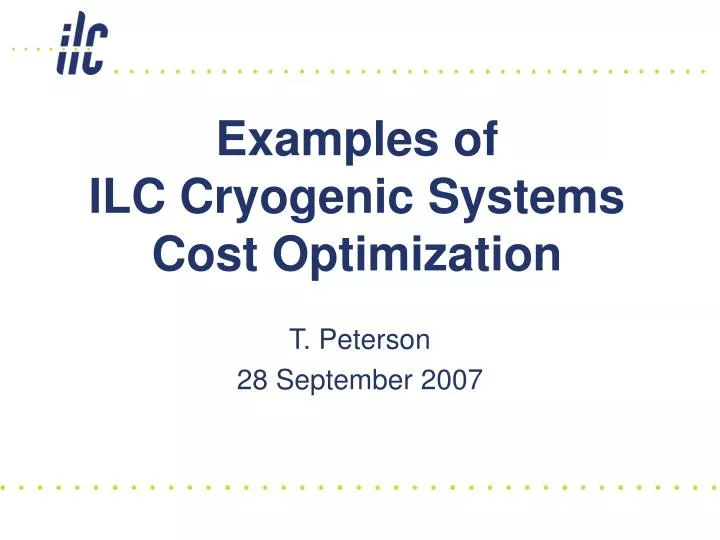 examples of ilc cryogenic systems cost optimization