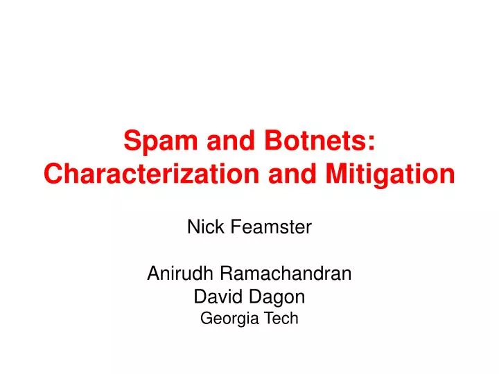 spam and botnets characterization and mitigation