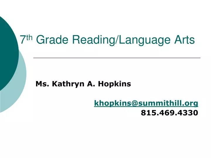 7 th grade reading language arts