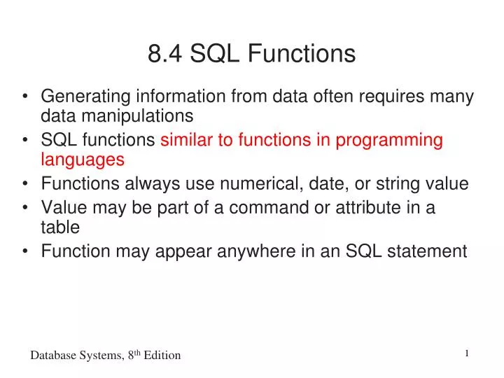8 4 sql functions