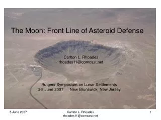 The Moon: Front Line of Asteroid Defense