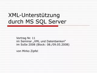 xml unterst tzung durch ms sql server