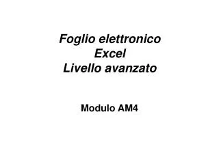 foglio elettronico excel livello avanzato