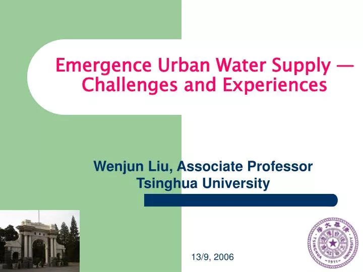 emergence urban water supply challenges and experiences