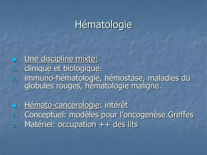 h matologie