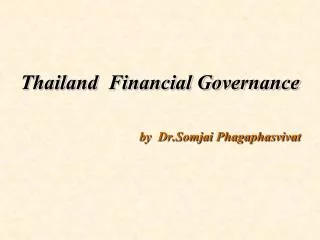 Thailand Financial Governance