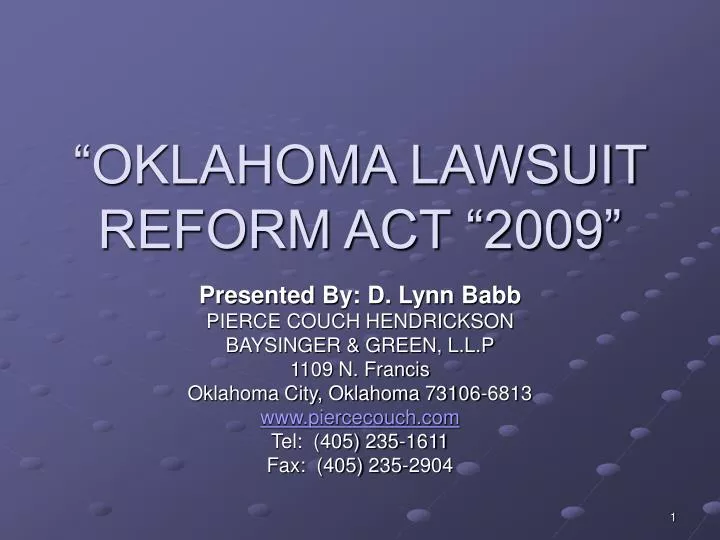 oklahoma lawsuit reform act 2009