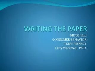 WRITING THE PAPER