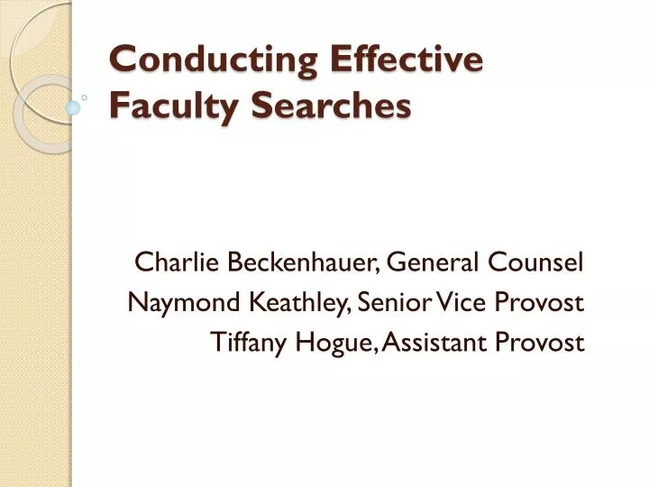 conducting effective faculty searches