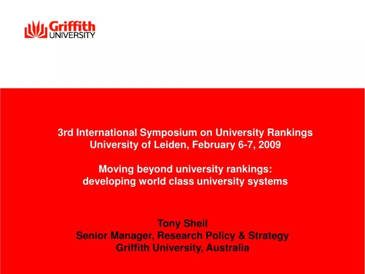tony sheil senior manager research policy strategy griffith university australia