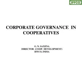 CORPORATE GOVERNANCE IN COOPERATIVES