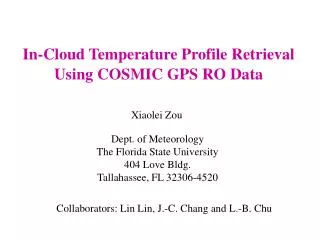 In-Cloud Temperature Profile Retrieval Using COSMIC GPS RO Data