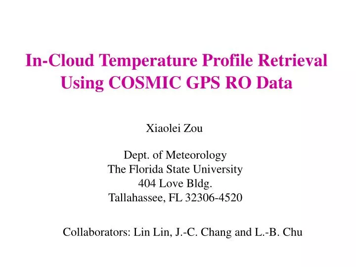 in cloud temperature profile retrieval using cosmic gps ro data
