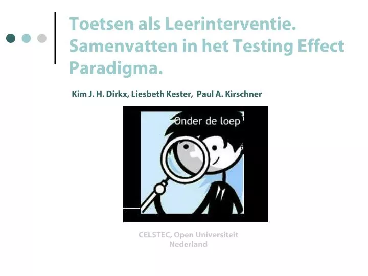 toetsen als leerinterventie samenvatten in het testing effect paradigma