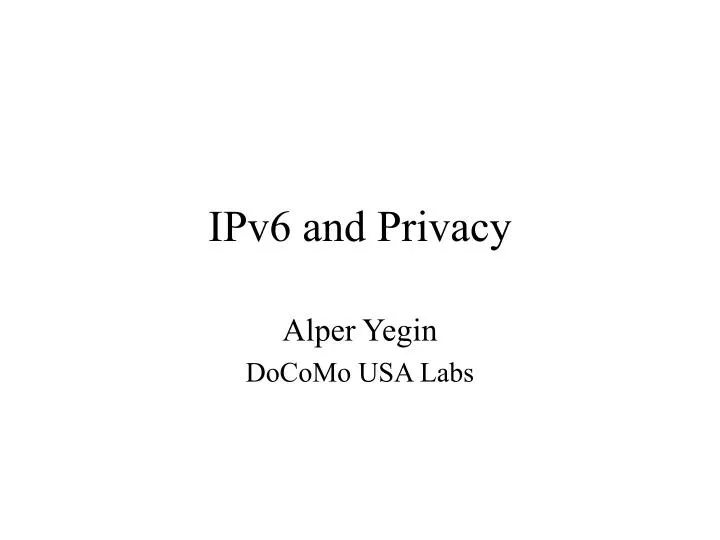 ipv6 and privacy