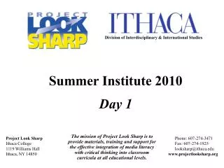 Project Look Sharp Ithaca College 1119 Williams Hall Ithaca, NY 14850