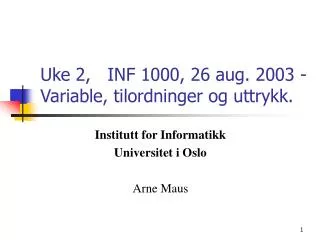 uke 2 inf 1000 26 aug 2003 variable tilordninger og uttrykk