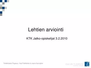 lehtien arviointi