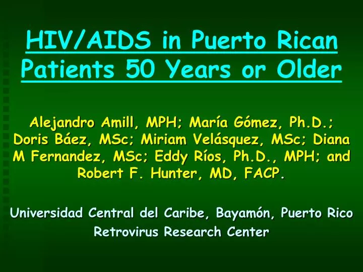 hiv aids in puerto rican patients 50 years or older