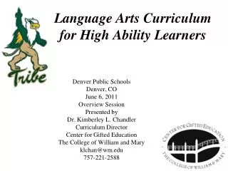 Language Arts Curriculum for High Ability Learners