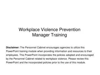 Workplace Violence Prevention Manager Training