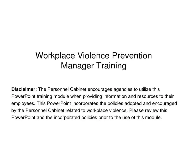 workplace violence prevention manager training