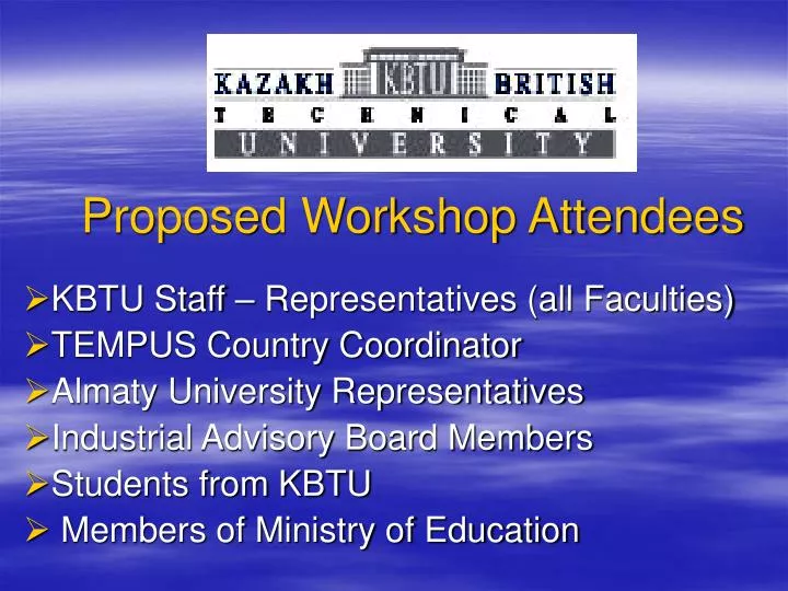 proposed workshop attendees