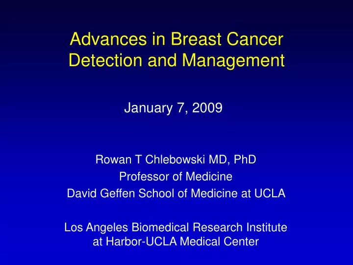 advances in breast cancer detection and management