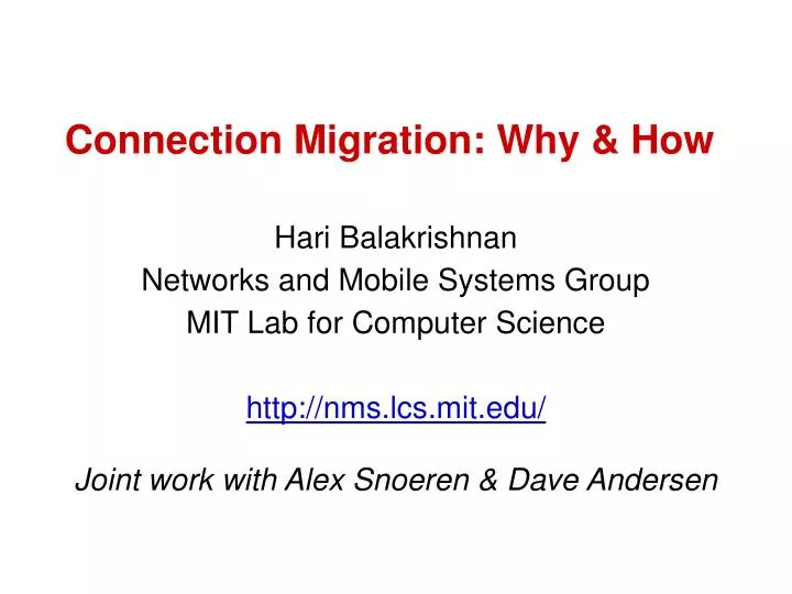 connection migration why how