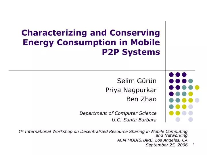 characterizing and conserving energy consumption in mobile p2p systems