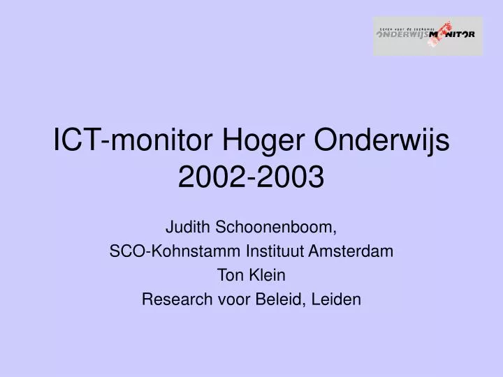 ict monitor hoger onderwijs 2002 2003