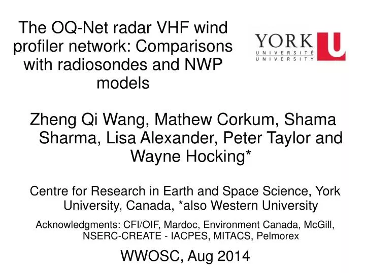 the oq net radar vhf wind profiler network comparisons with radiosondes and nwp models