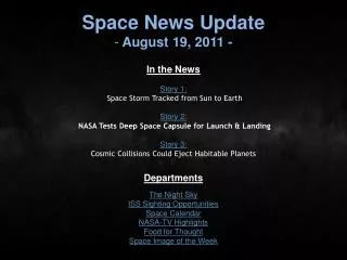 Space News Update August 19, 2011 -