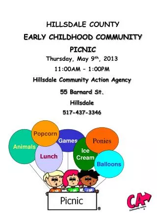HILLSDALE COUNTY EARLY CHILDHOOD COMMUNITY PICNIC