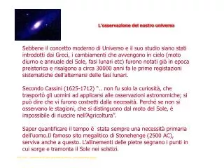l osservazione del nostro universo