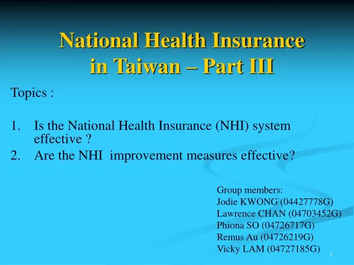 national health insurance in taiwan part iii