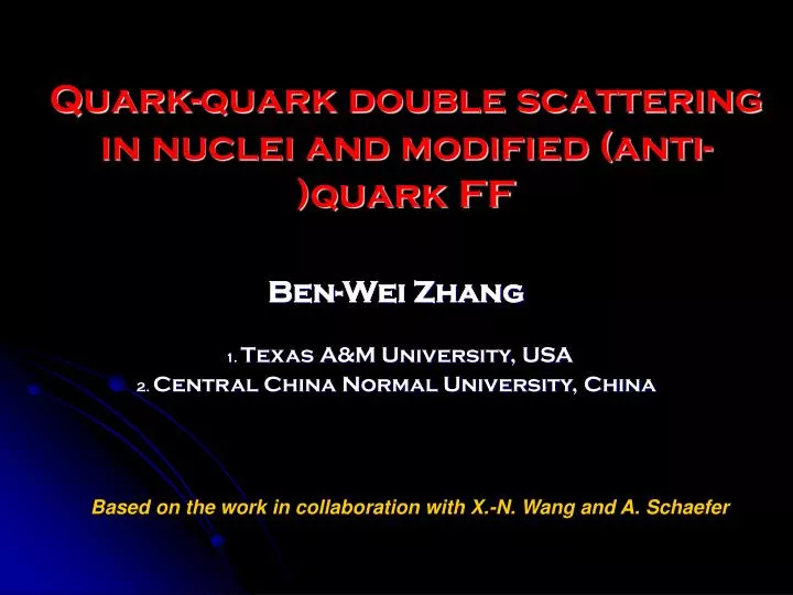 quark quark double scattering in nuclei and modified anti quark ff