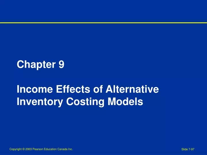 chapter 9 income effects of alternative inventory costing models