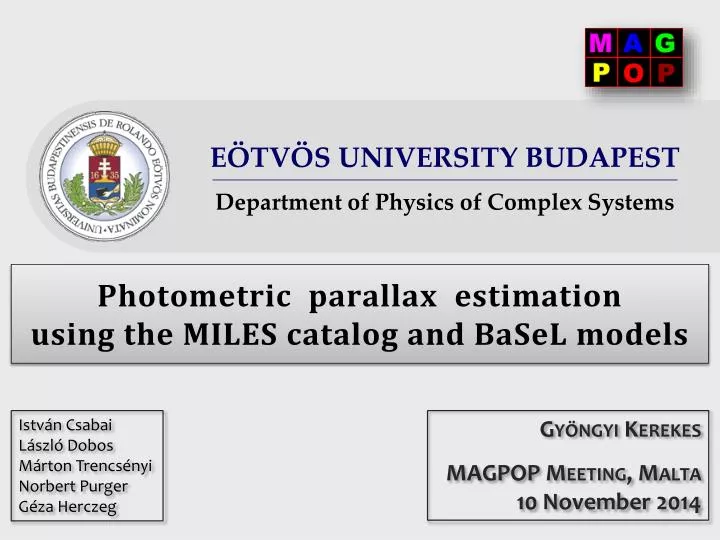 photometric parallax estimation using the miles catalog and basel models