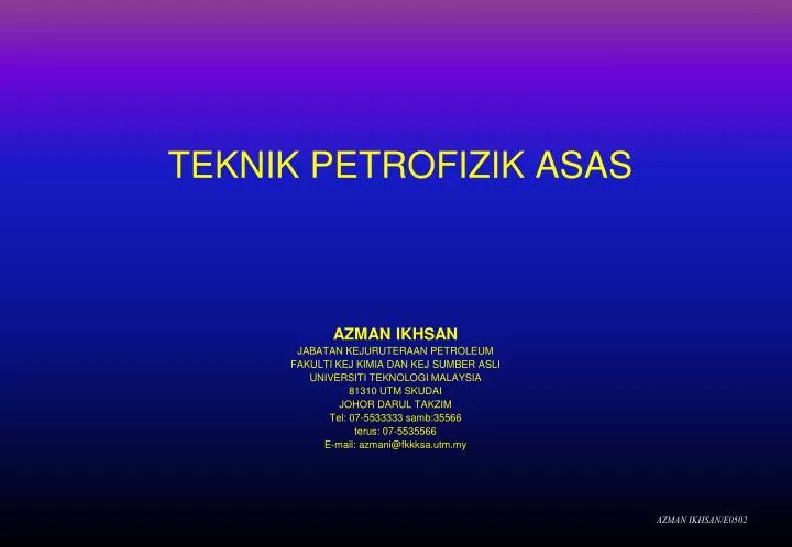 teknik petrofizik asas