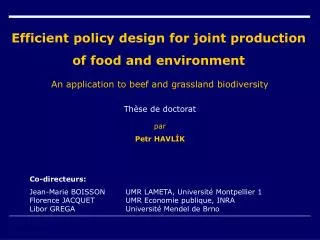 efficient policy design for joint production of food and environment