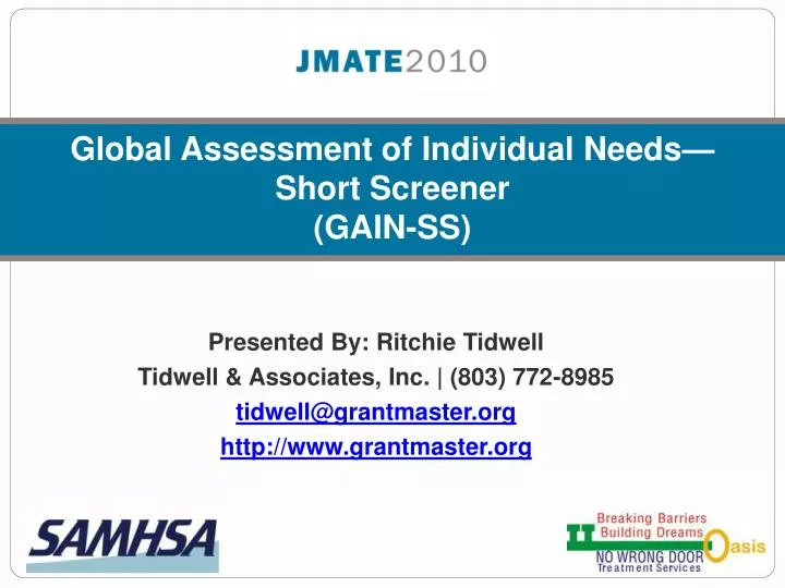global assessment of individual needs short screener gain ss