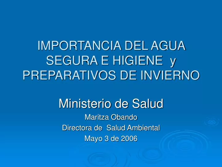 importancia del agua segura e higiene y preparativos de invierno