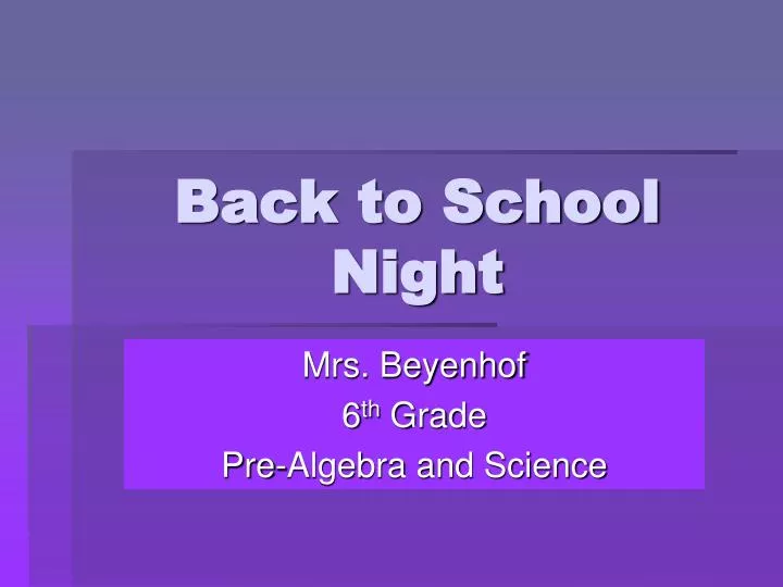 back to school night